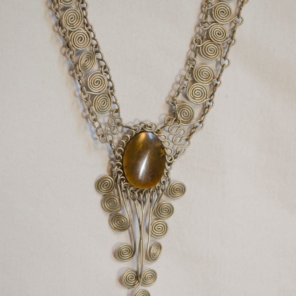 Bronze Collar Necklace with Tiger's Eye Stone